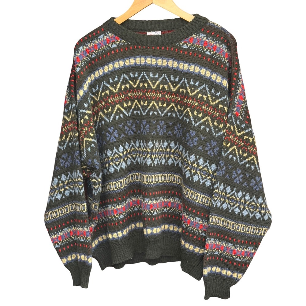 Vintage 90's West Coast Sweater Geometric Grandpacore Gorpcore Dark Academia